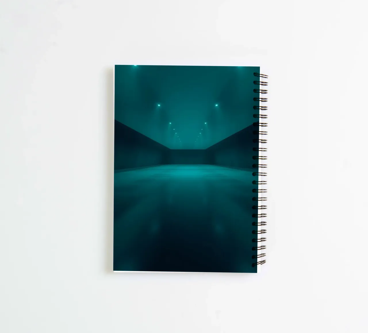 Vibrant abstract background featuring a tranquil space spiral notebook by DesignDoodle
