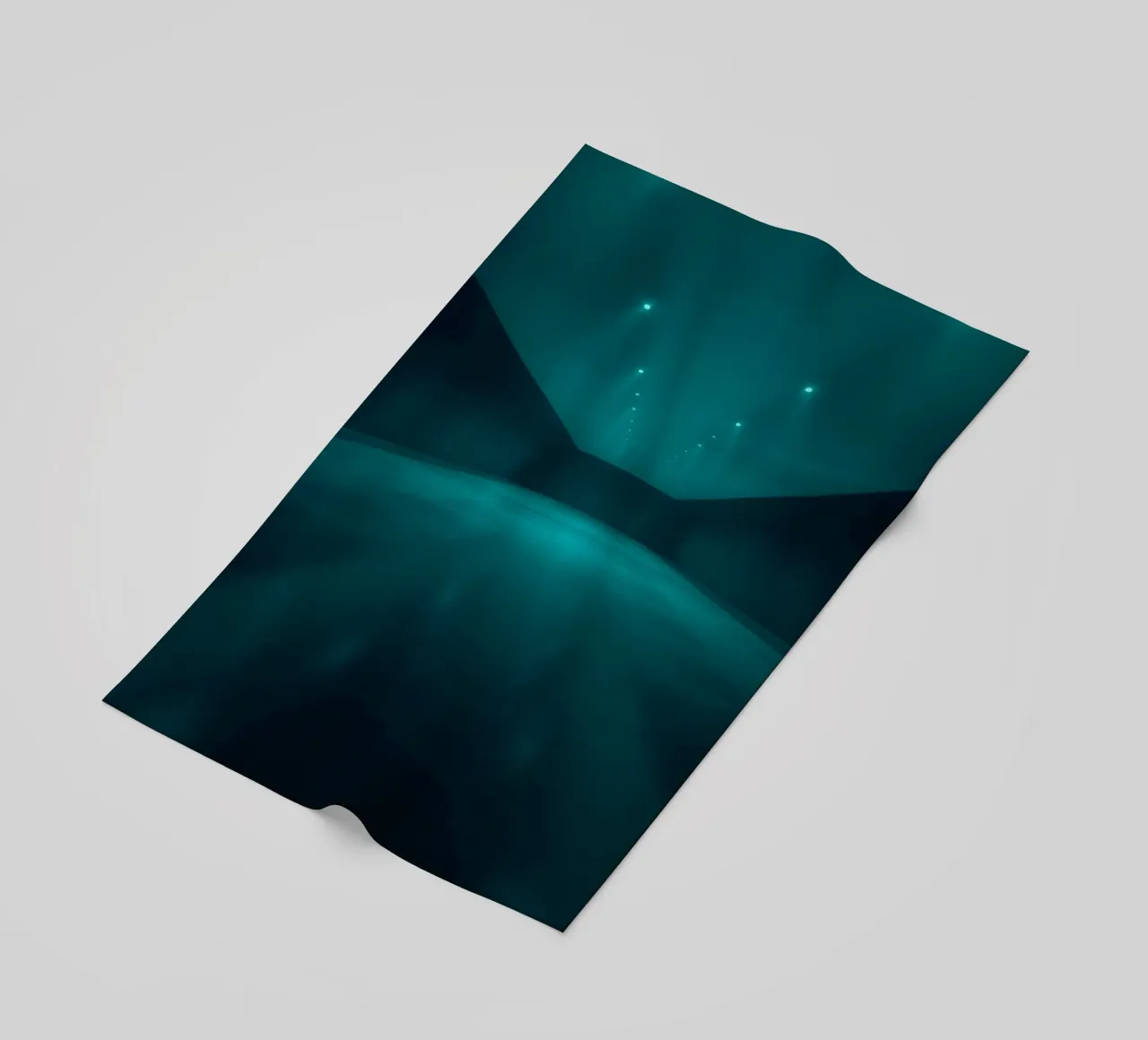Vibrant abstract background featuring a tranquil space beach towel by DesignDoodle