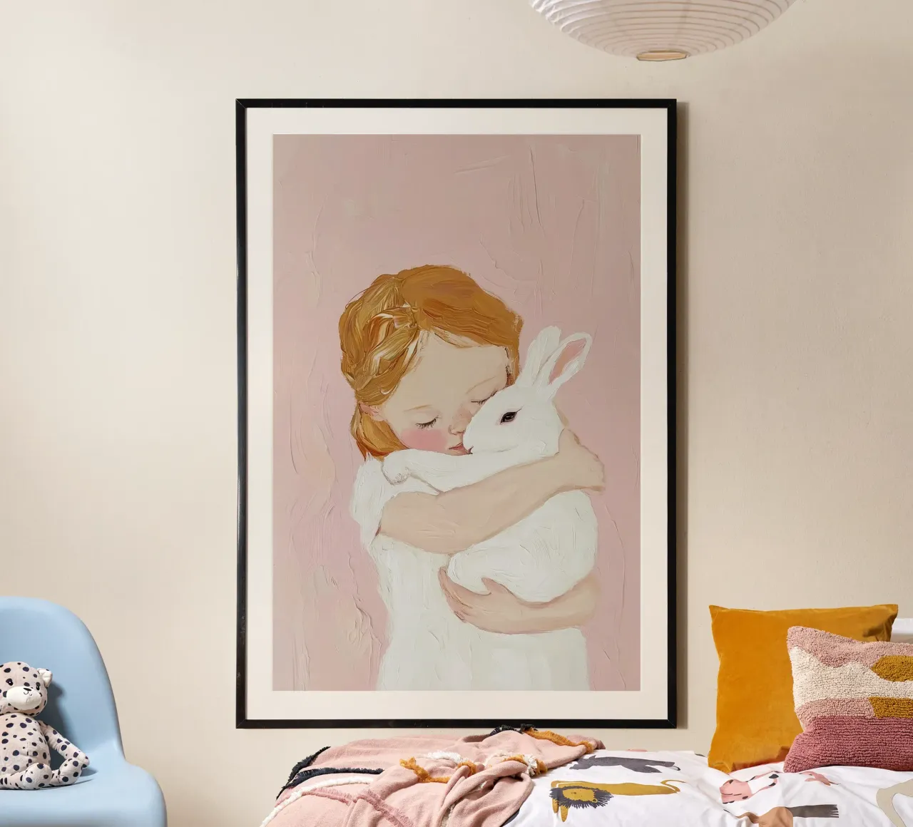 Bunny Playroom Print, Kinderzimmer Wandkunst, moderne rosa Kunst Poster von Little Lila