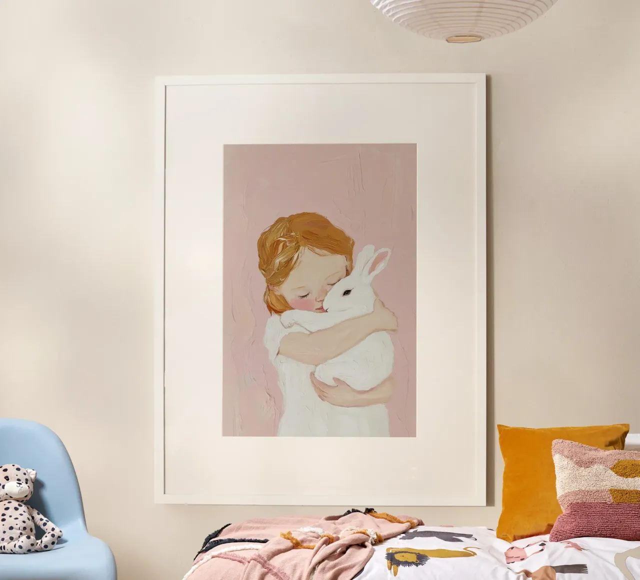 Bunny Playroom Print, Kinderzimmer Wandkunst, moderne rosa Kunst Poster von Little Lila