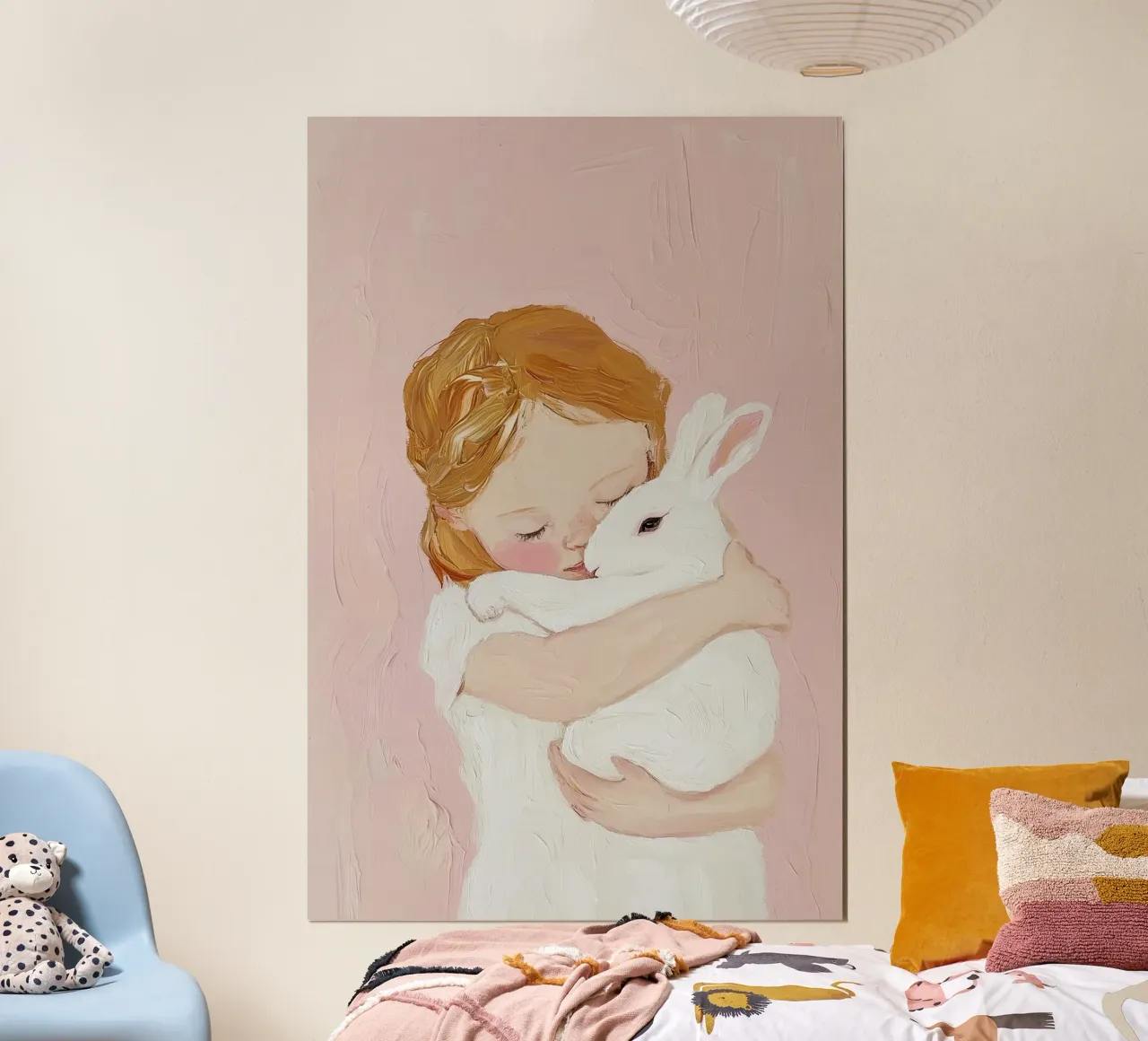 Bunny Playroom Print, Kinderzimmer Wandkunst, moderne rosa Kunst Poster von Little Lila