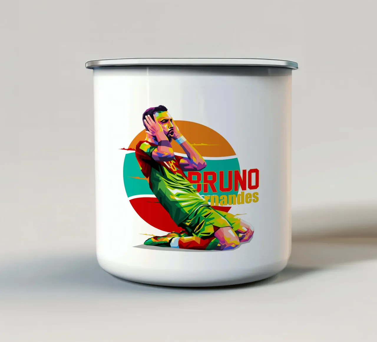 Bruno Fernandes tazza in smalto da WPAP MALANG