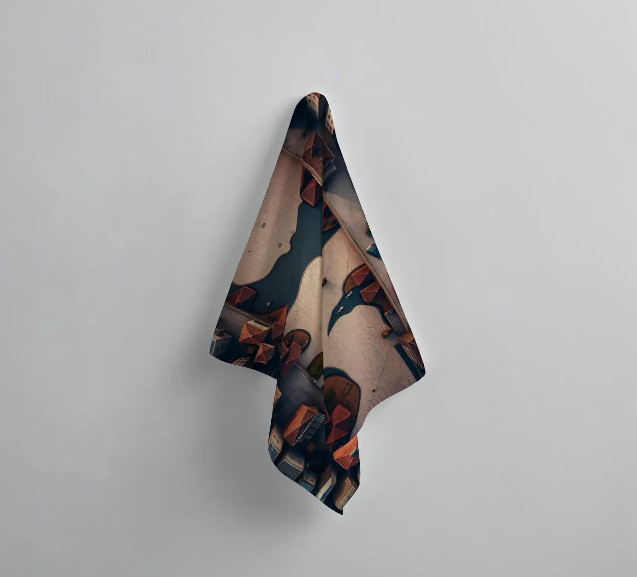 Unique aerial view of neighborhood with winding pathway towel by DesignDoodle