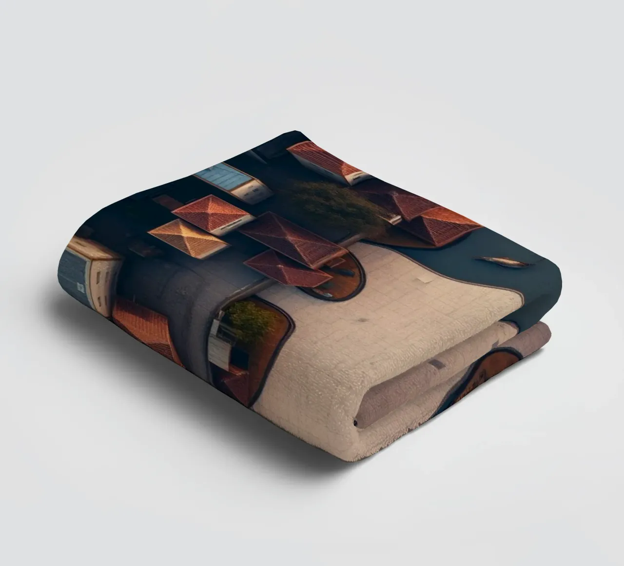 Unique aerial view of neighborhood with winding pathway towel by DesignDoodle