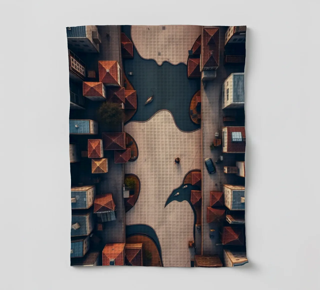 Vue aérienne unique du quartier avec son sentier sinueux torchon de DesignDoodle