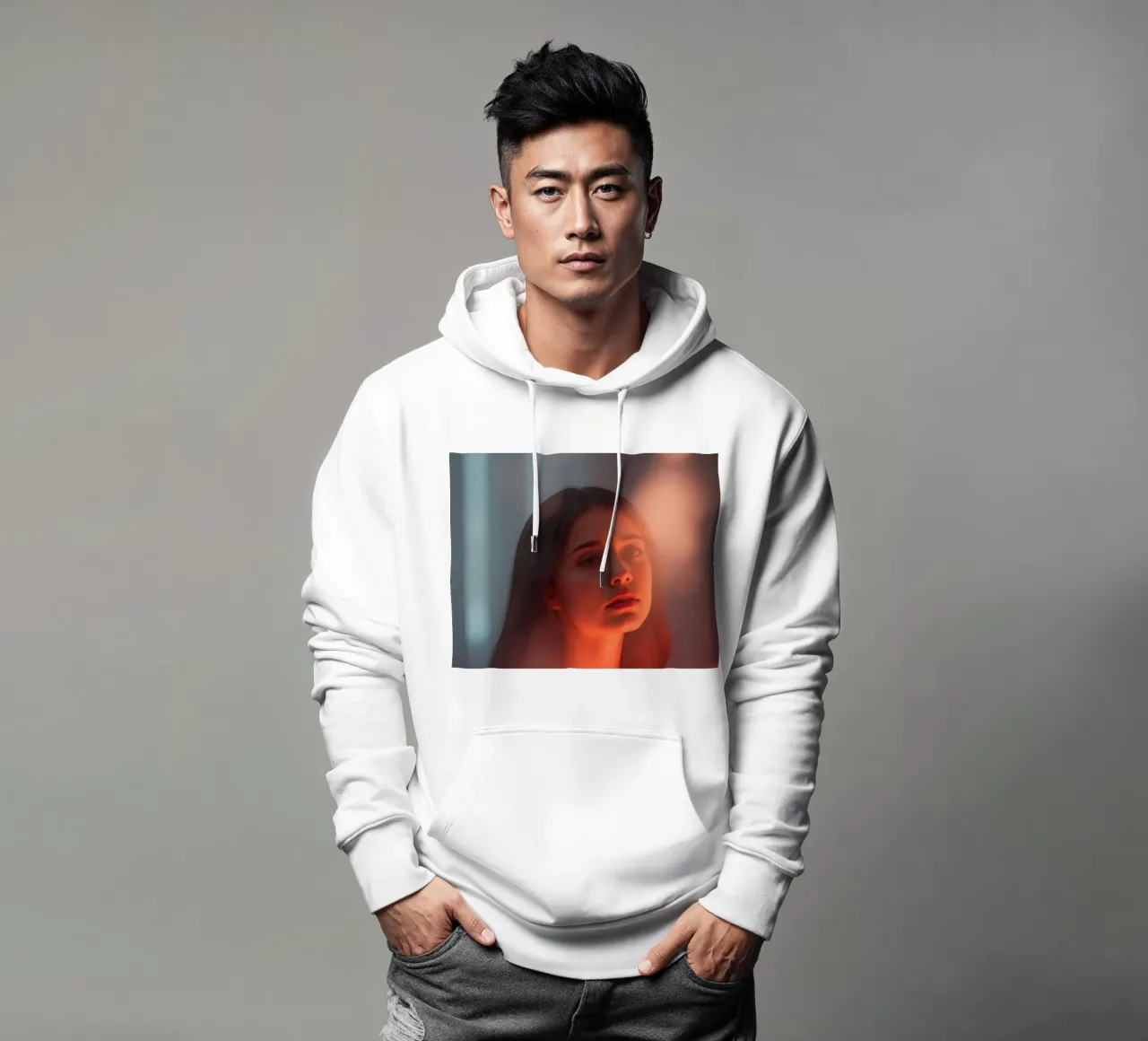 Cautivador retrato de una joven iluminada en un sueño sudadera con capucha de DesignDoodle