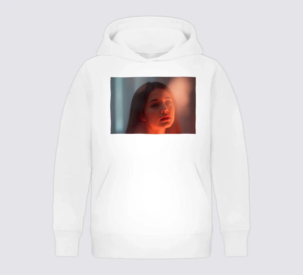 Captivating portrait of a young woman illuminated in a dream kids hoodie by DesignDoodle