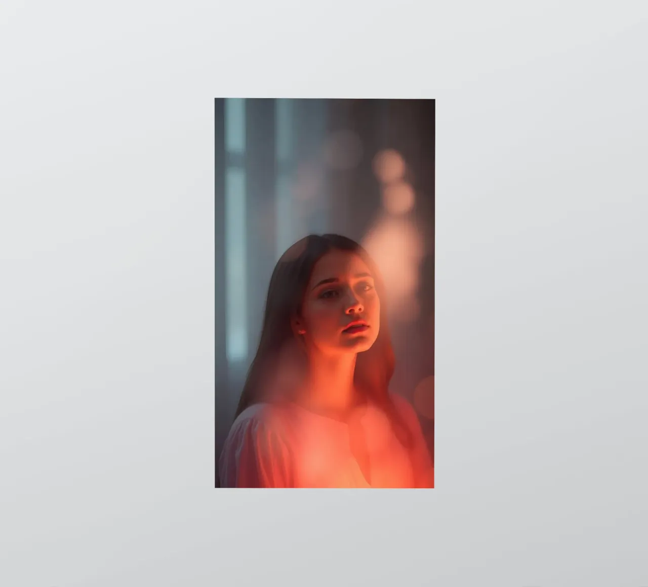 Portrait captivant d'une jeune femme illuminée par un rêve autocollant de DesignDoodle