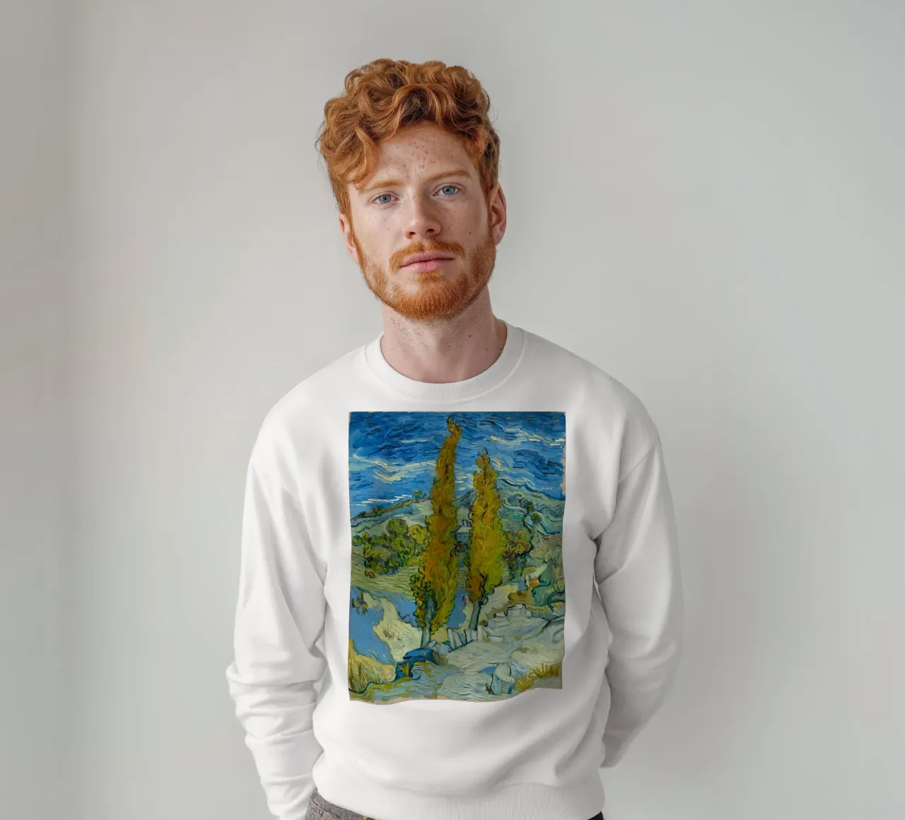 Vincent van Gogh - Due pioppi sulla collina felpa da Timeless Artworks