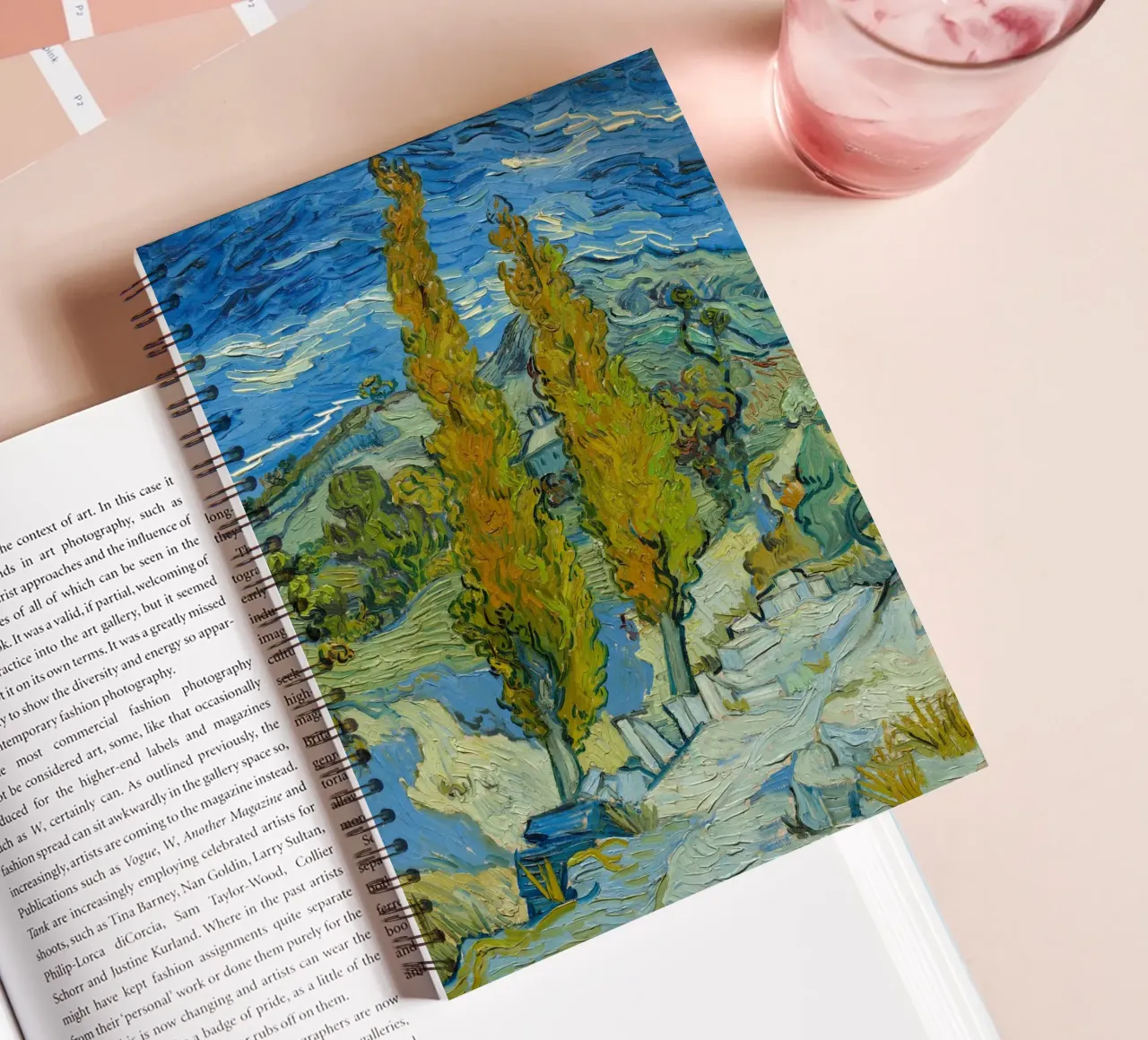 Vincent van Gogh - Two Poplars on a Hill spiral notebook by Timeless Artworks