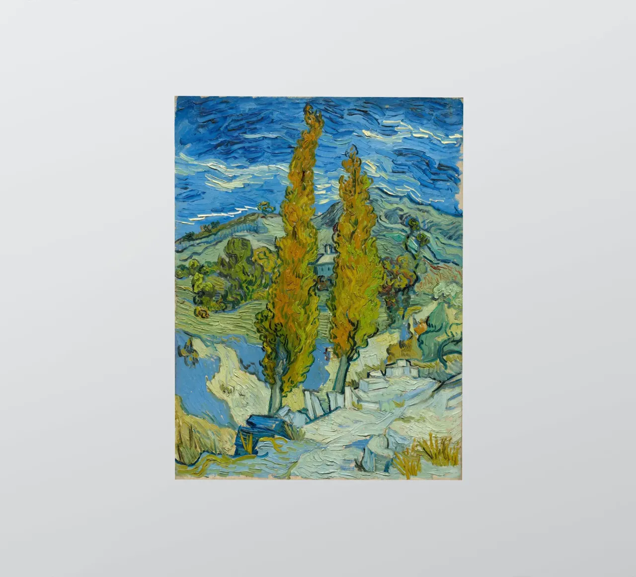 Vincent van Gogh - Deux peupliers sur une colline autocollant de Timeless Artworks