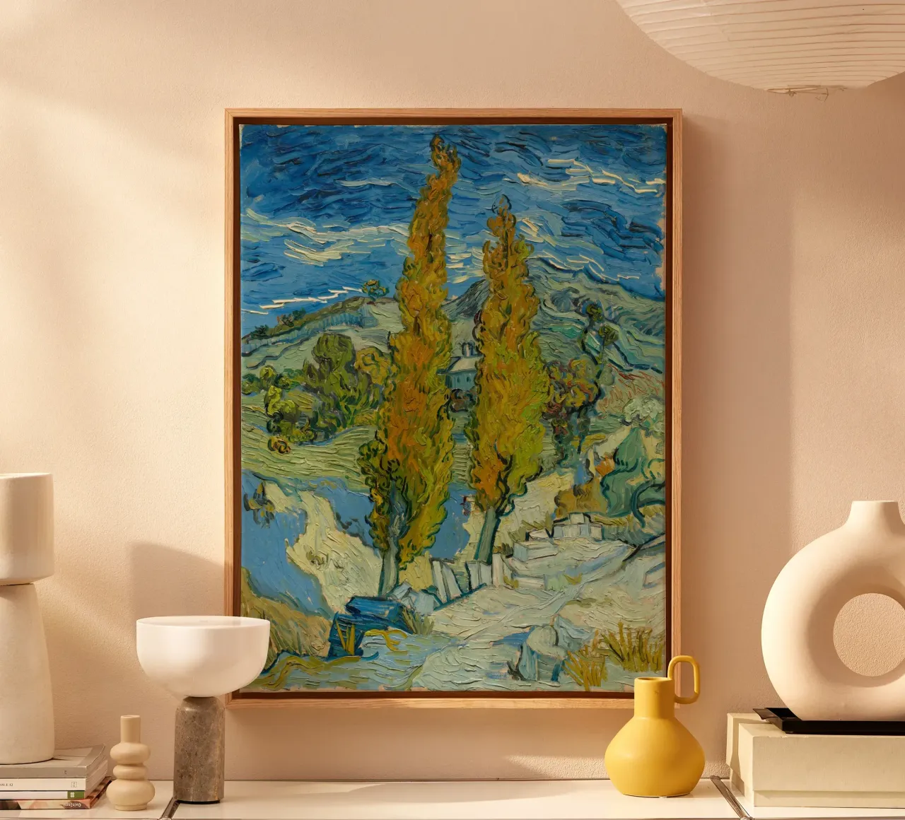 Vincent van Gogh - Two Poplars on a Hill canvas with Floater frame by Timeless Artworks