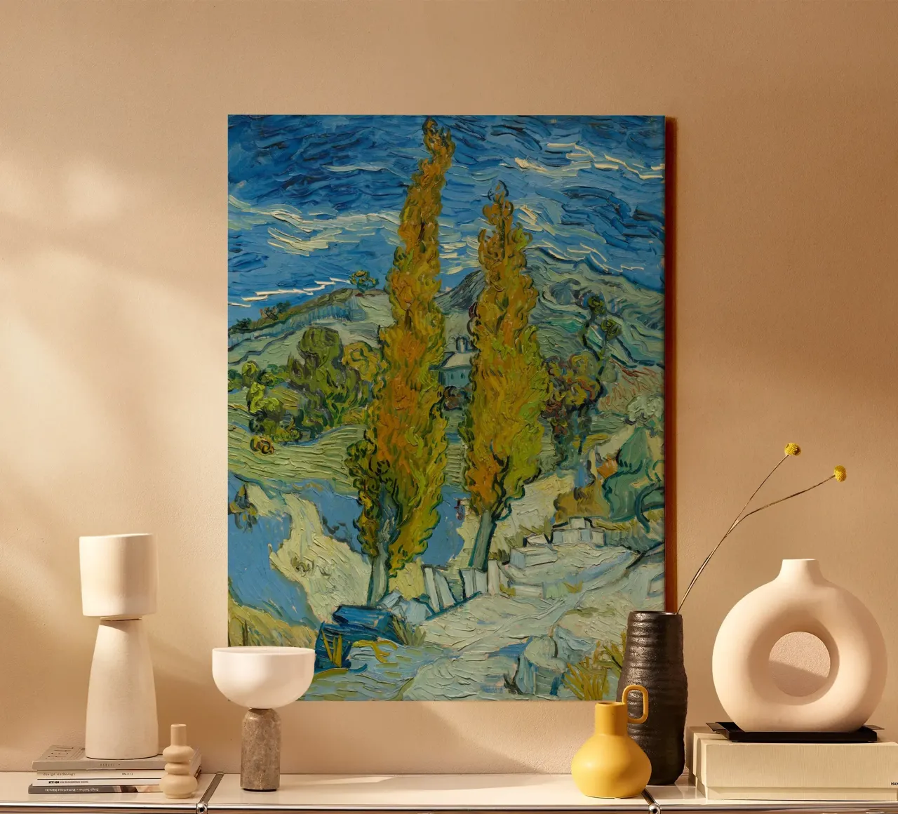 Vincent van Gogh - Two Poplars on a Hill canvas with Floater frame by Timeless Artworks