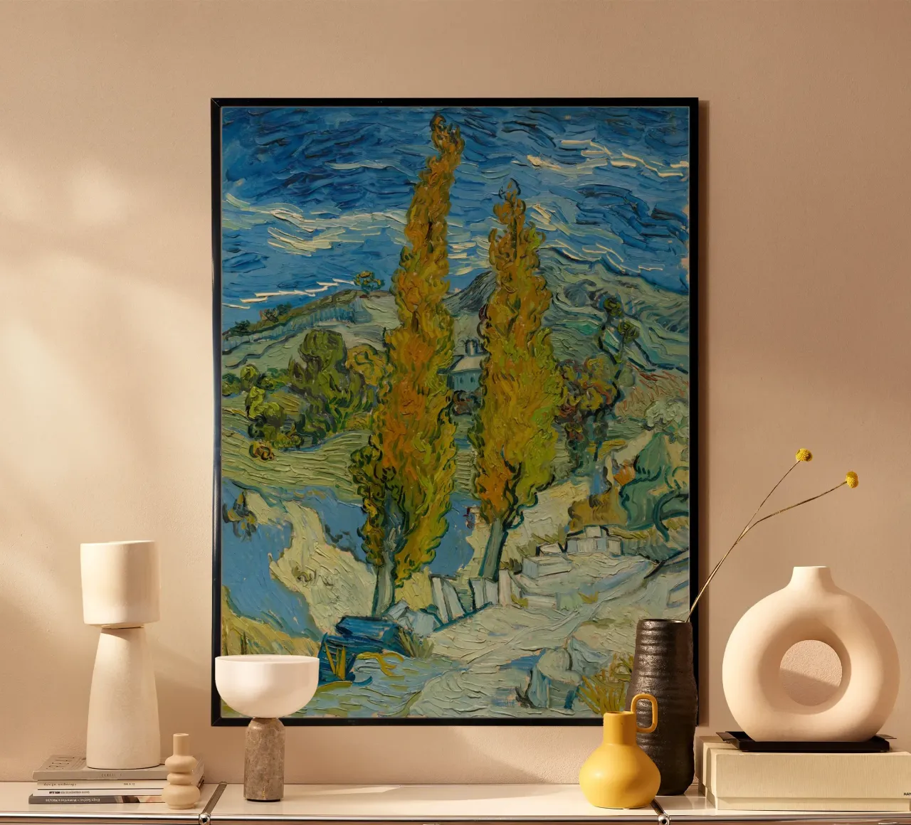Vincent van Gogh - Due pioppi sulla collina carta hahnemühle da Timeless Artworks