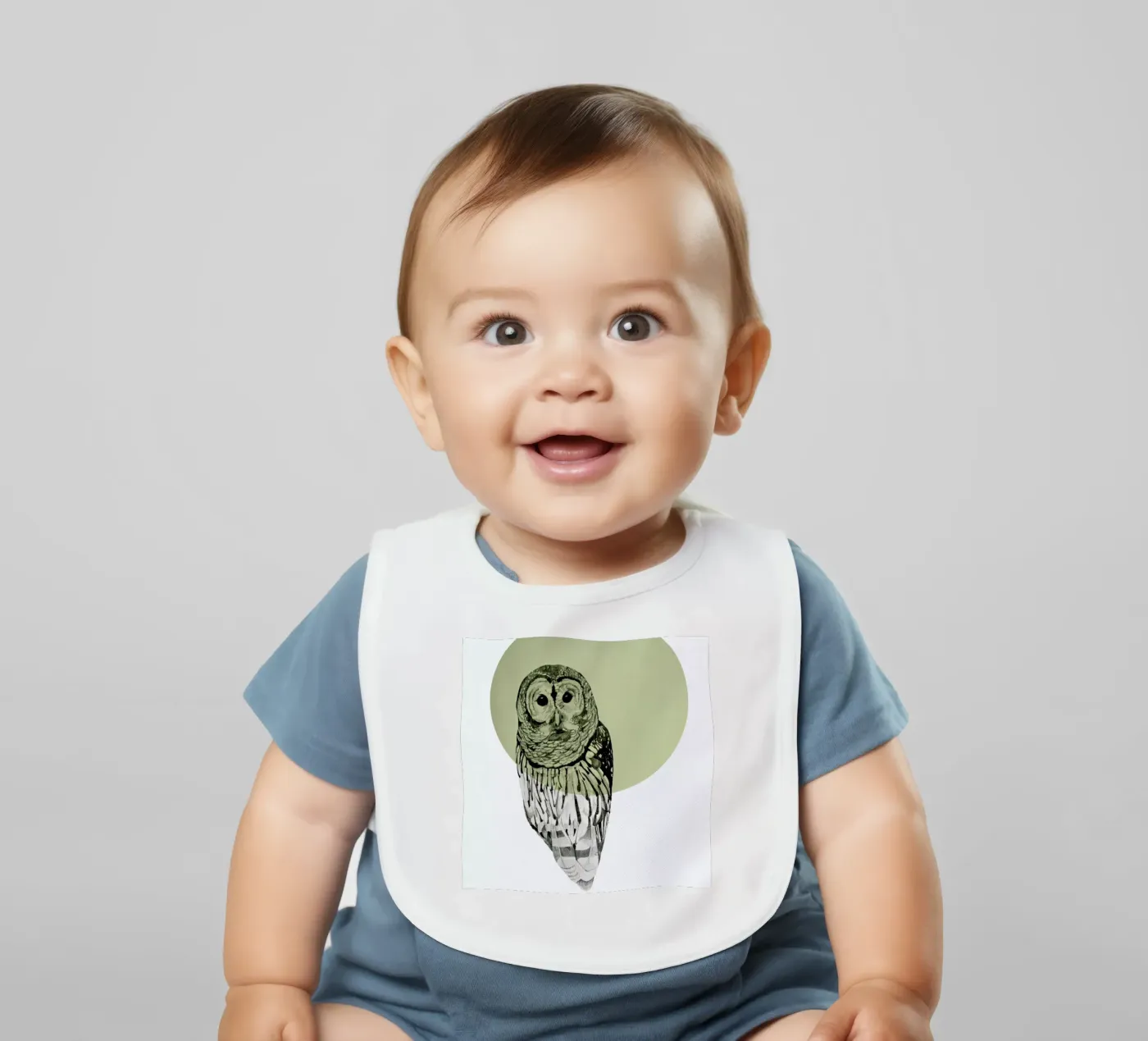 Owl baby bib by Morgan Kendall