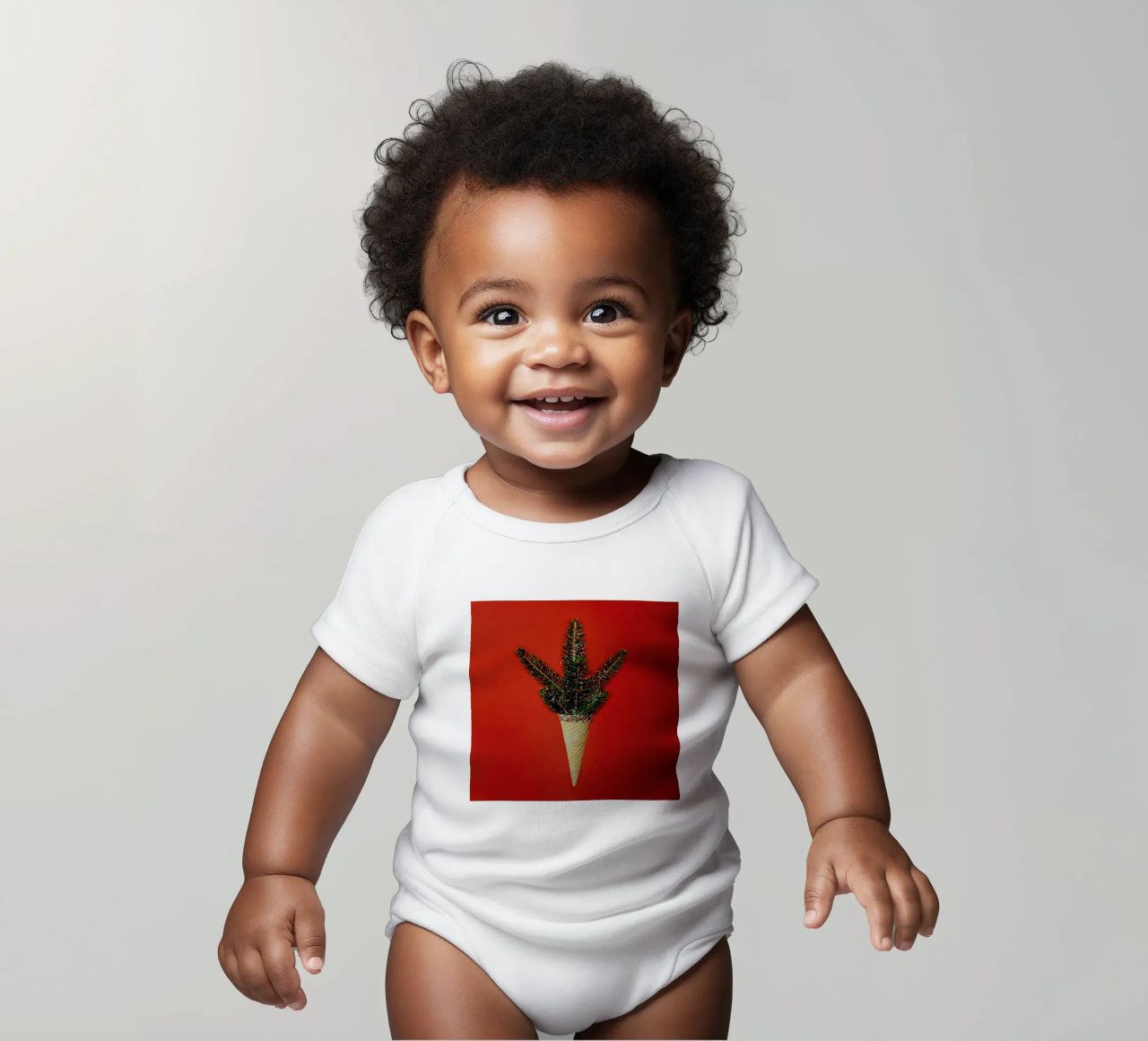 Pine Cone short-sleeve baby romper by Juj Winn