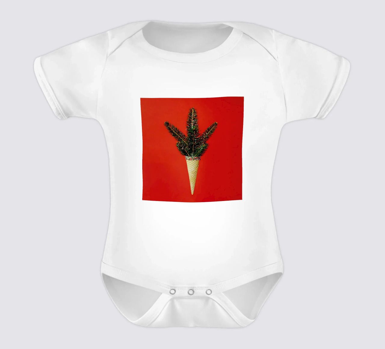 Pine Cone short-sleeve baby romper by Juj Winn