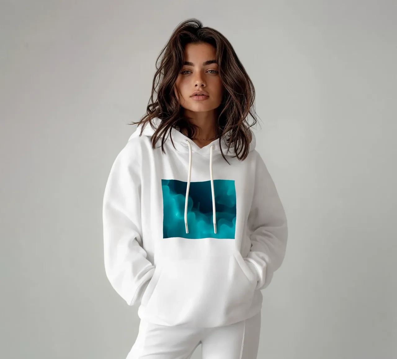Abstract turquoise waves create calming wallpaper backgroud hoodie by DesignDoodle