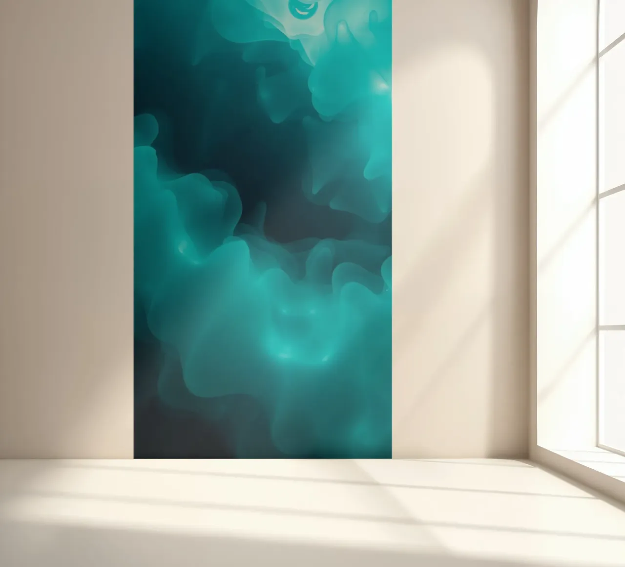 Abstract turquoise waves create calming wallpaper backgroud photo wallpaper by DesignDoodle