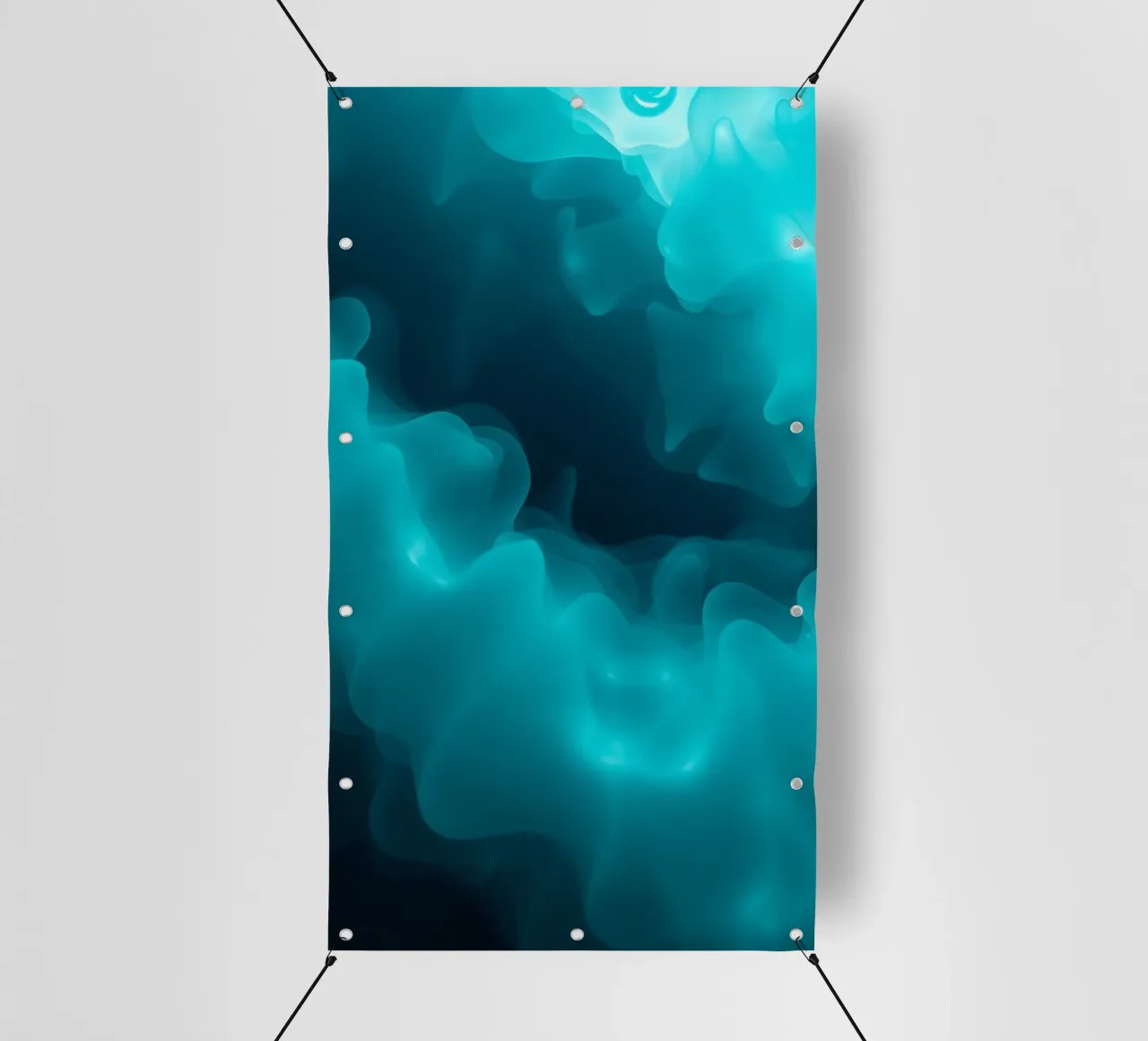 Des vagues abstraites de couleur turquoise créent un fond d'écran apaisant. bâche pvc de DesignDoodle