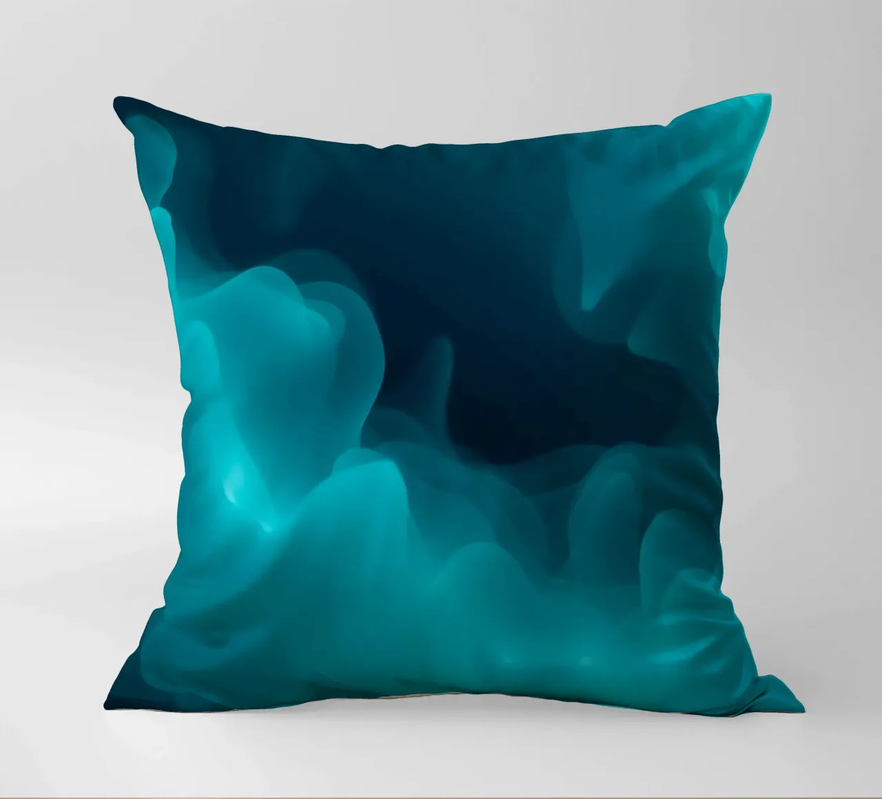 Abstract turquoise waves create calming wallpaper backgroud decorative cushion by DesignDoodle
