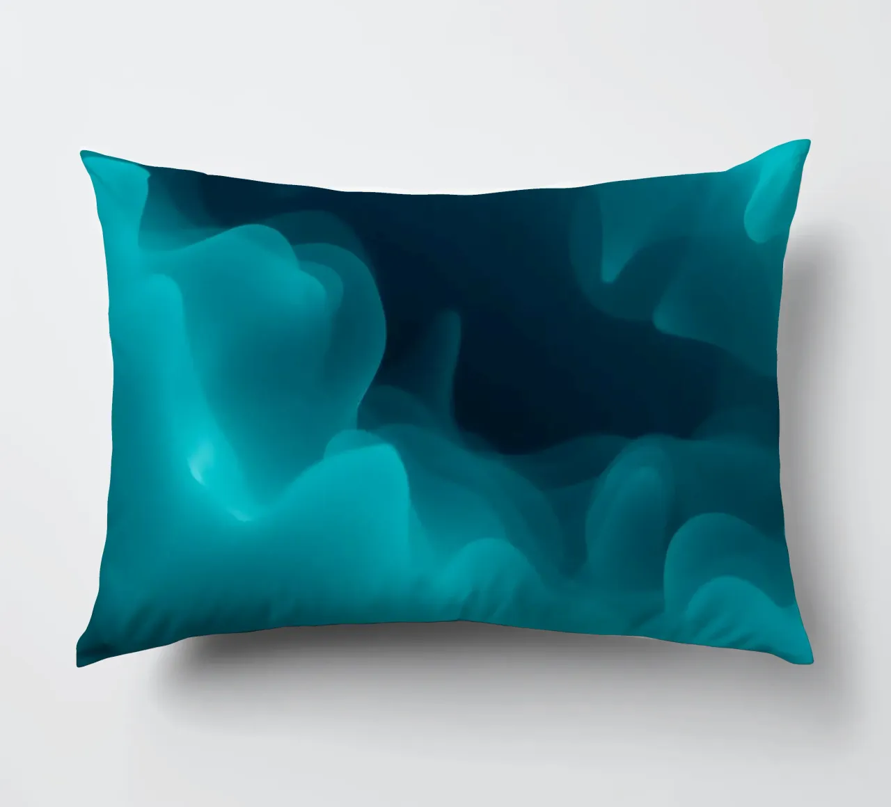 Abstract turquoise waves create calming wallpaper backgroud decorative cushion by DesignDoodle