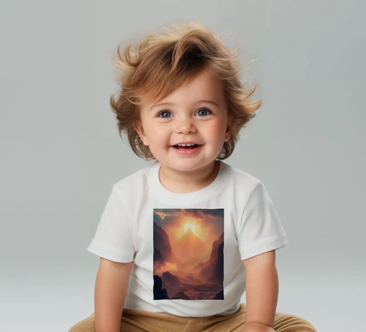 Coucher de soleil à couper le souffle sur des montagnes majestueuses dans une douce brume t-shirt pour bébé de DesignDoodle