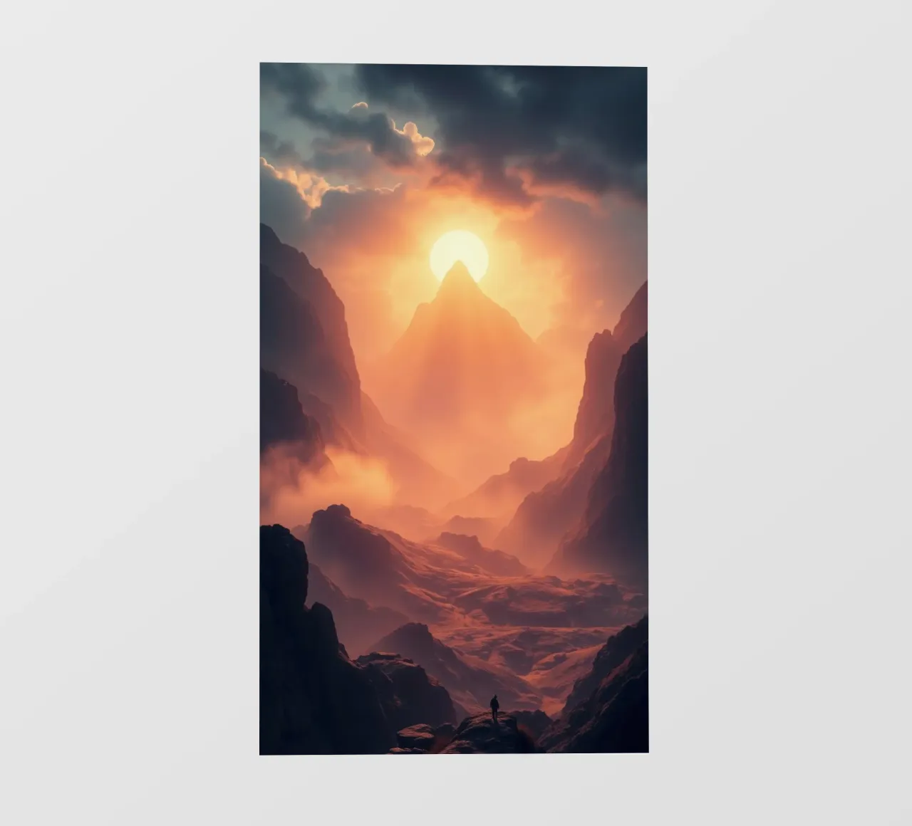 Breathtaking sunset over majestic mountains with soft mist pvc cover by DesignDoodle