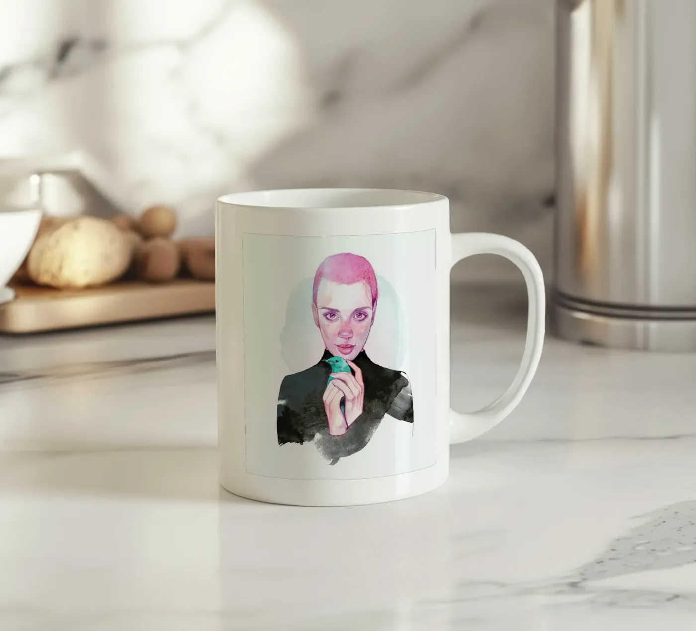 Bird ceramic mug by Ina Stanimirova