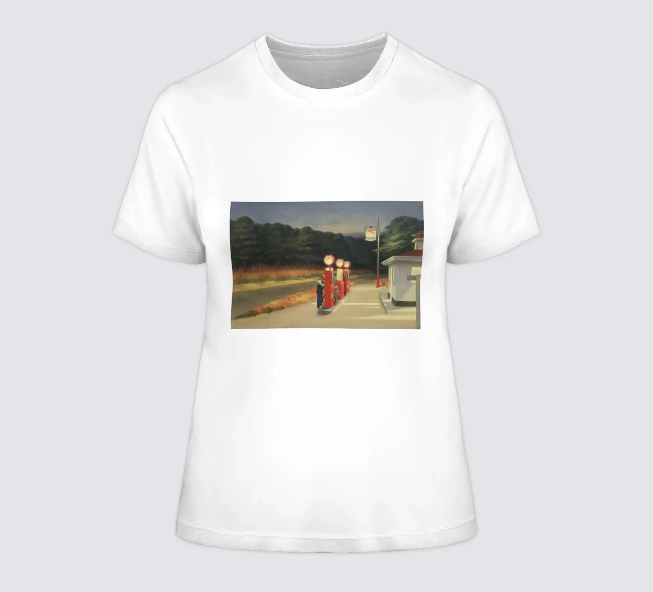 Edward Hopper - Gas - The gas station women's fitted t-shirt by Timeless Artworks