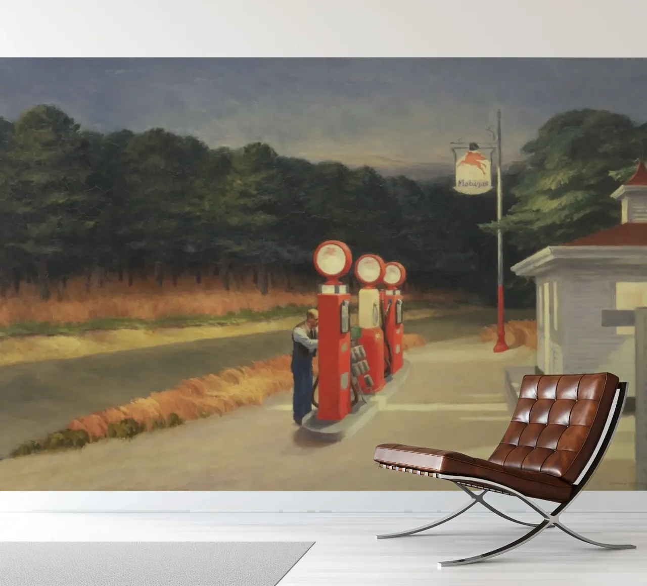 Edward Hopper - Gas - Die Tankstelle Fototapete von Timeless Artworks