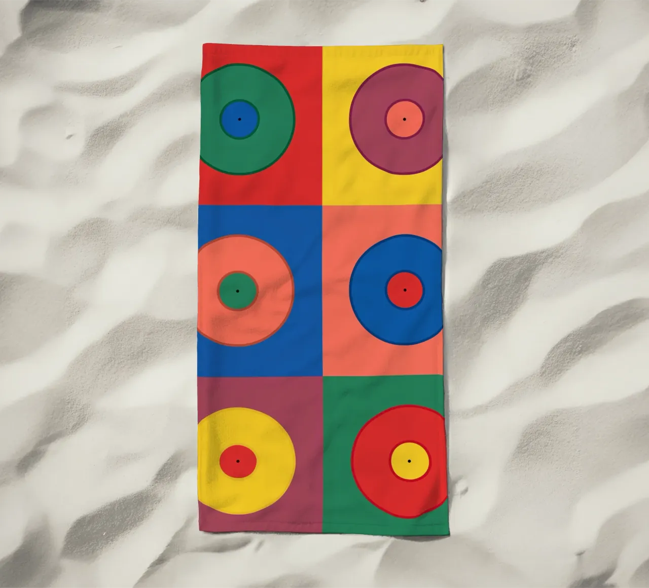 Vinyls beach towel by The Poster Kid