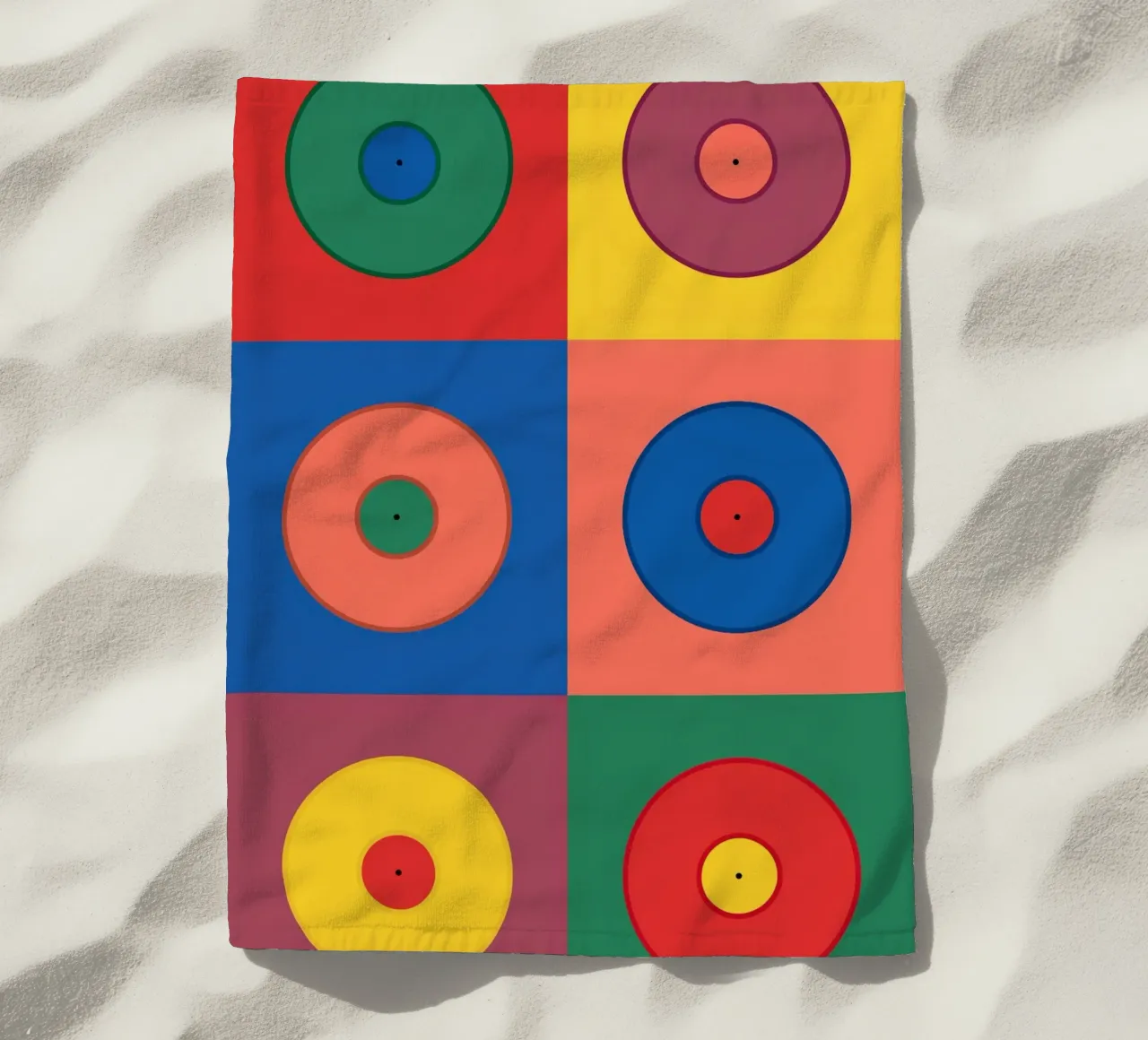 Vinyls beach towel by The Poster Kid