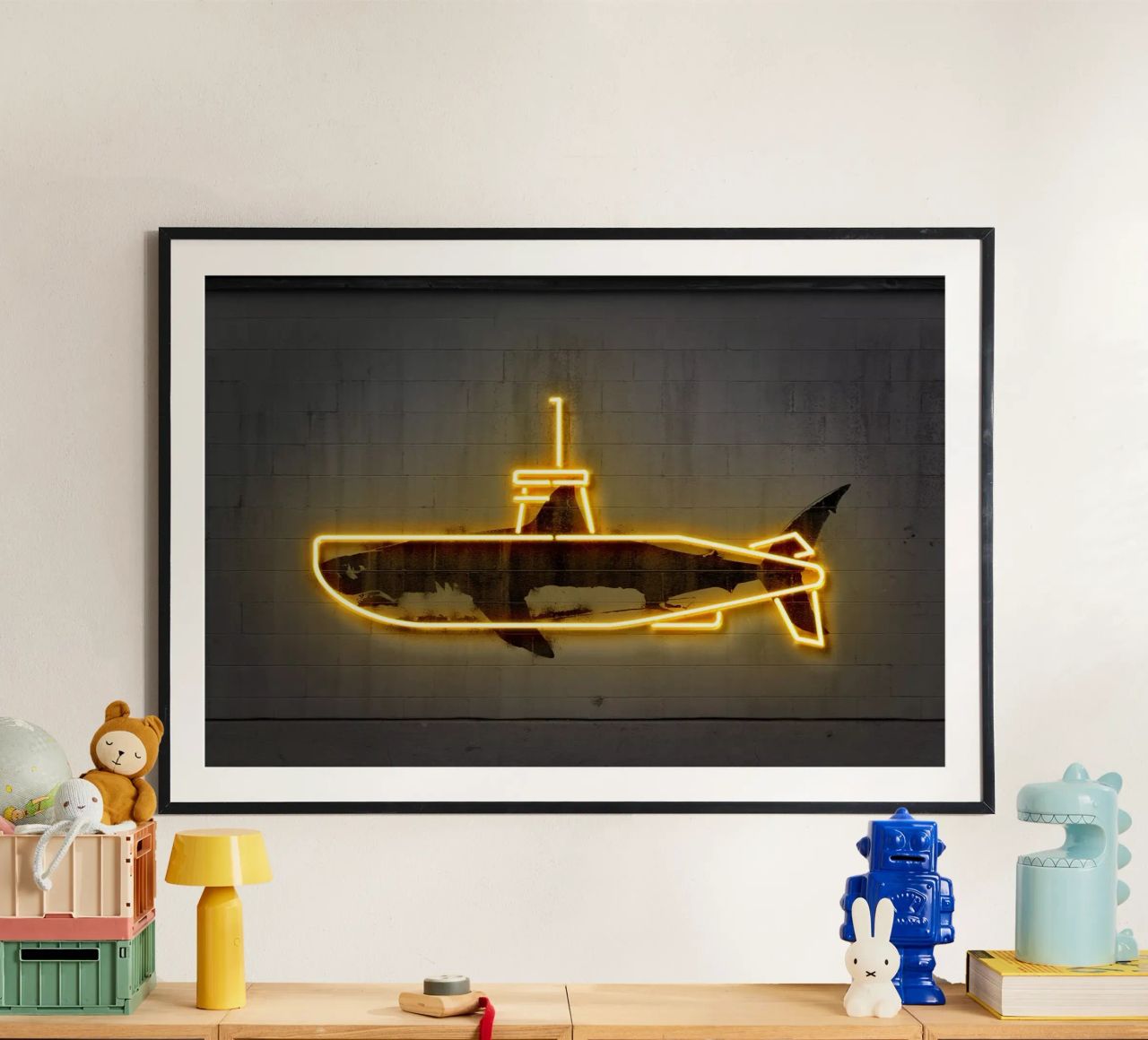 Yellow Submarine poster avec cadre en aluminium de Octavian
