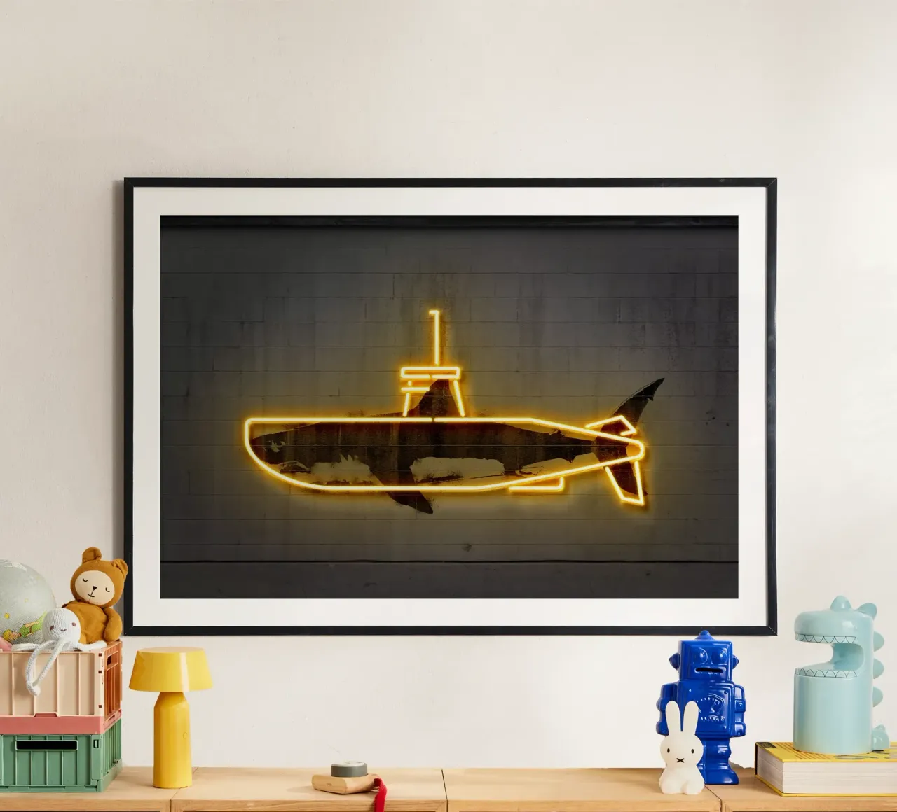 Yellow Submarine poster con marco de madera de Octavian
