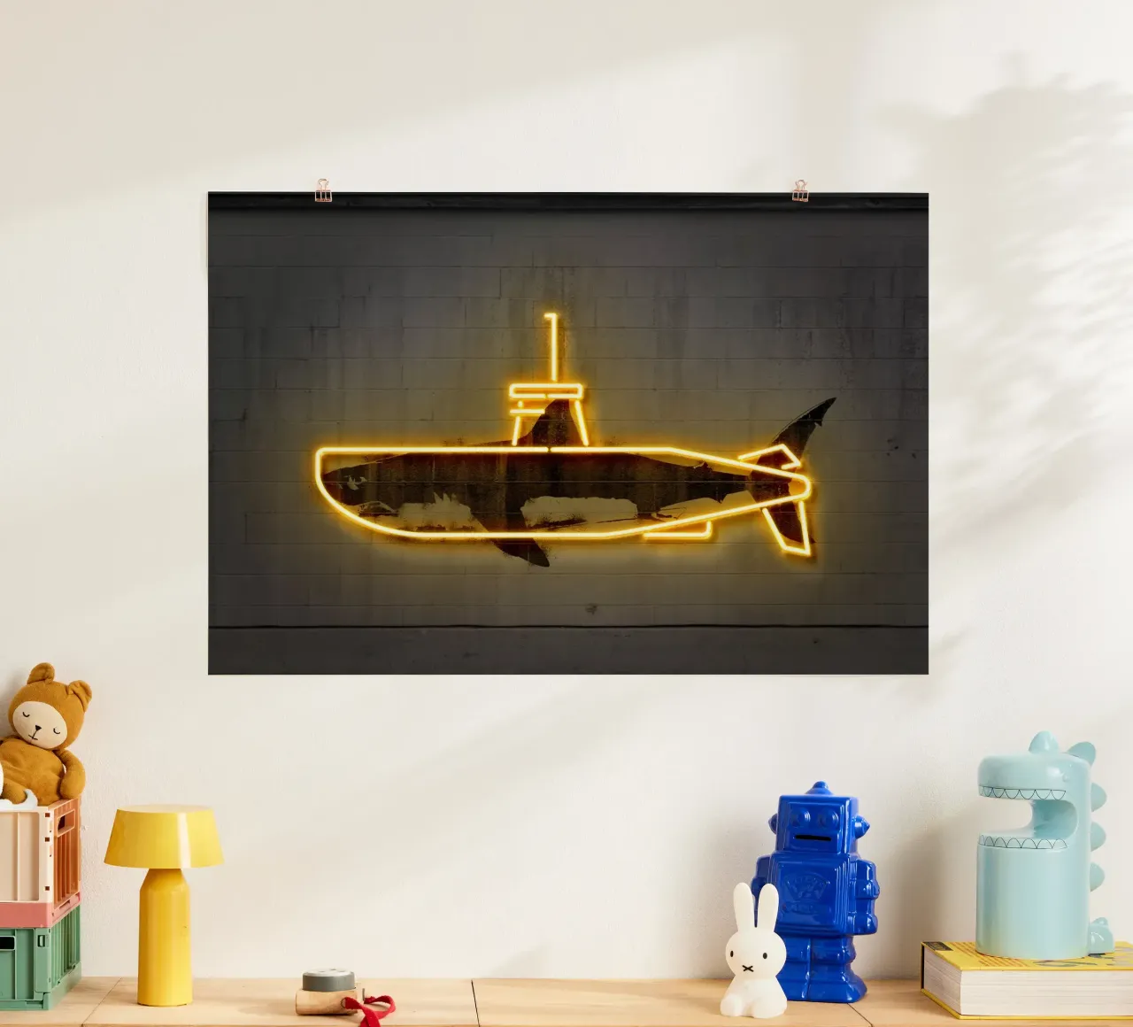 Yellow Submarine poster con marco de madera de Octavian