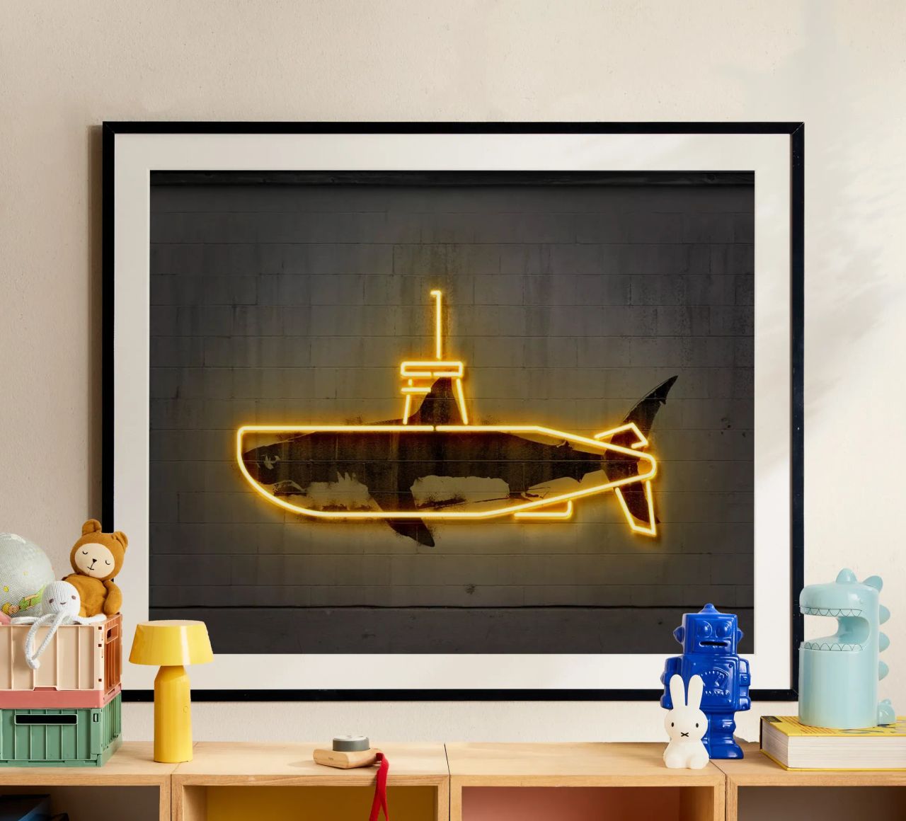 Yellow Submarine poster avec cadre en aluminium de Octavian
