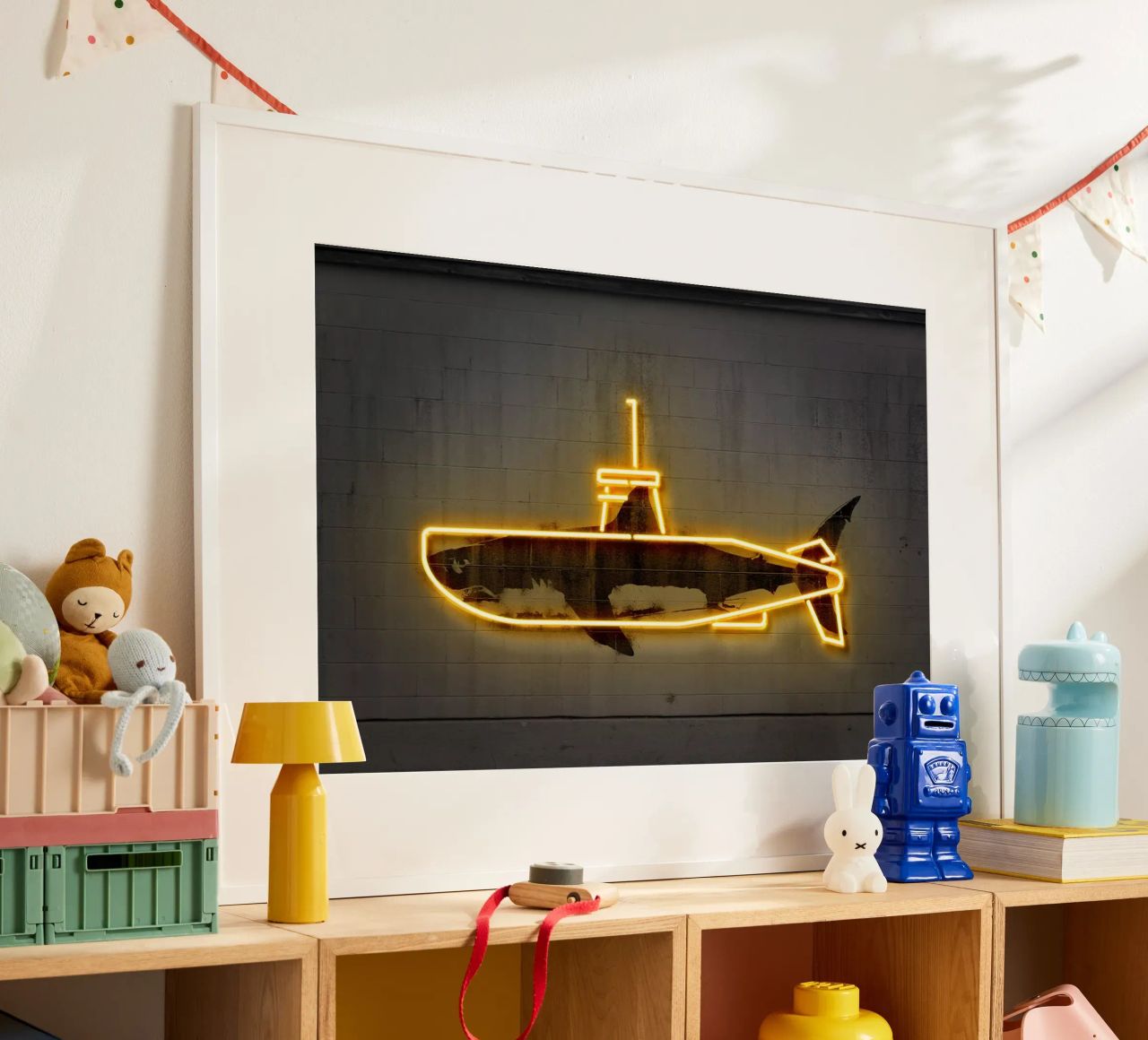 Yellow Submarine poster avec cadre en aluminium de Octavian