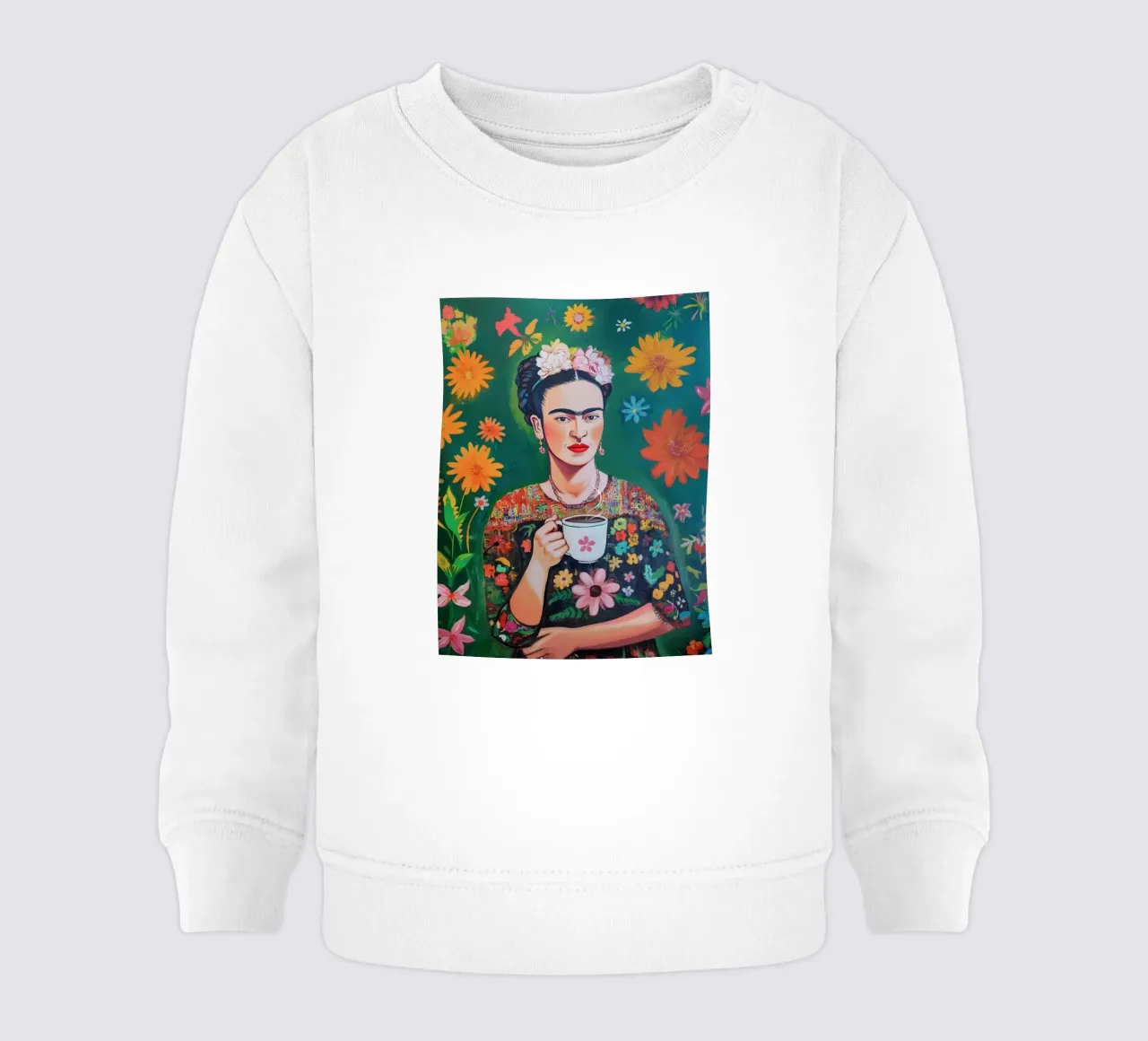 Il caffè fiorito di Frida felpa neonato da Carinaprint
