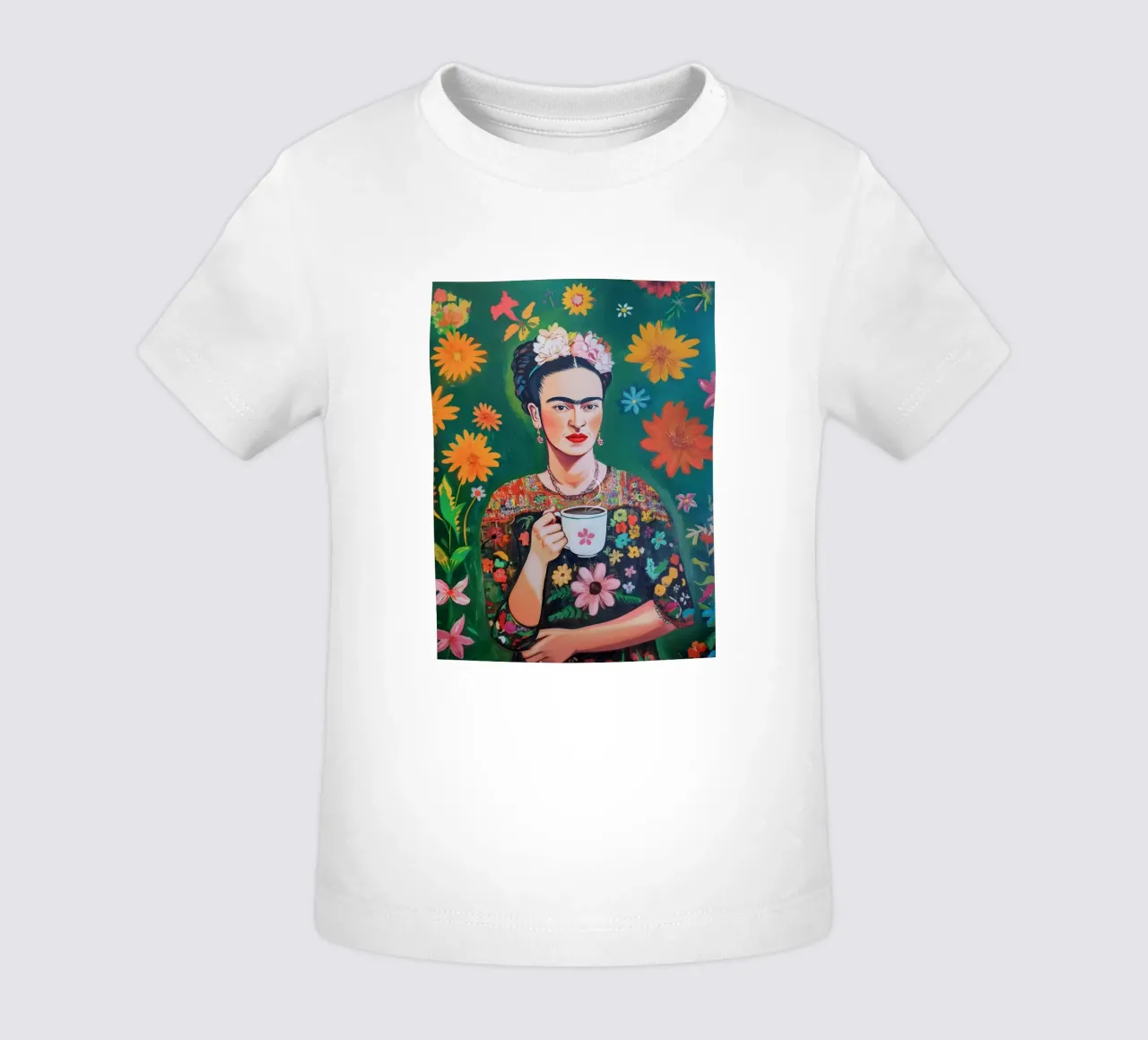 Il caffè fiorito di Frida maglietta neonato da Carinaprint