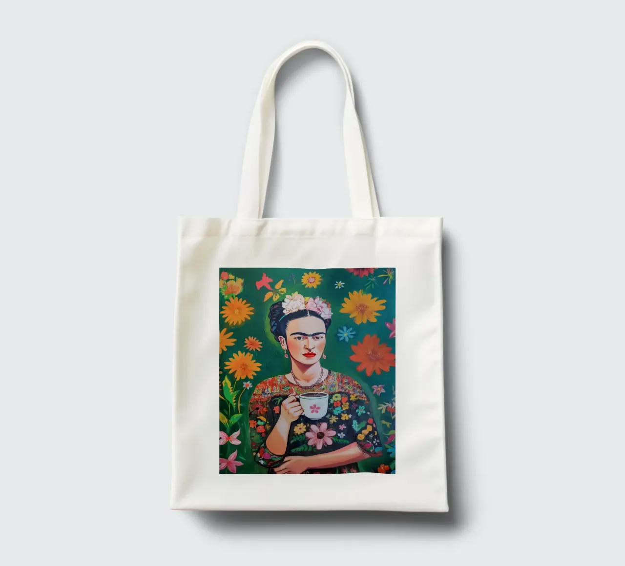 Il caffè fiorito di Frida borsa in juta da Carinaprint