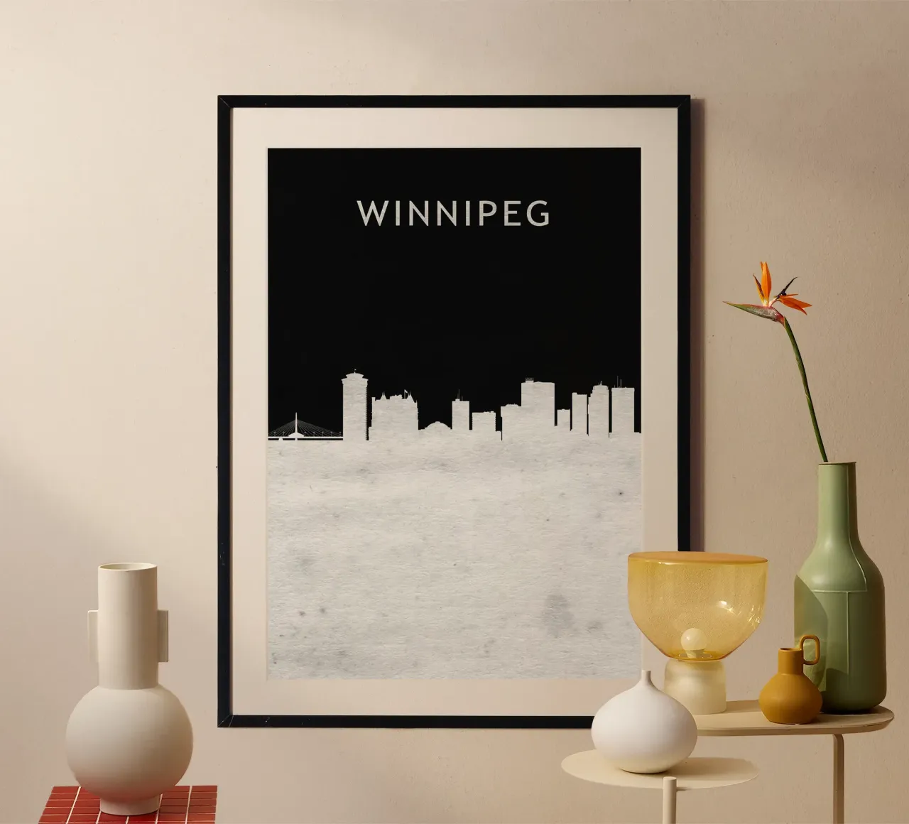 Winnipeg Canada poster con telaio in legno da Travelstudio