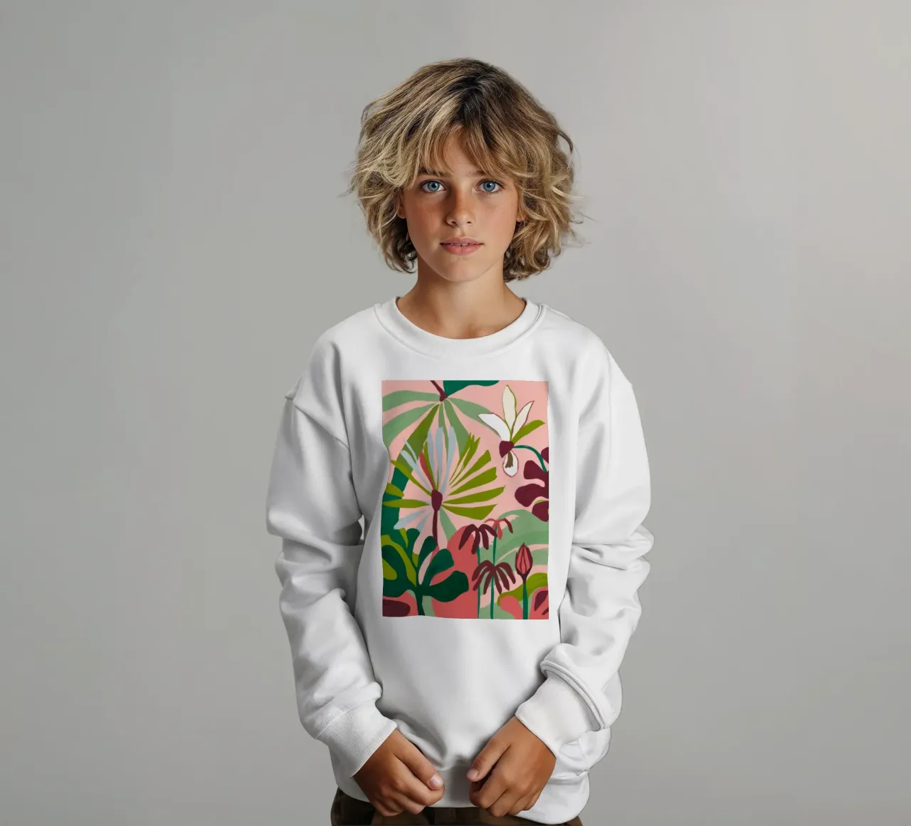 Pink Foliage Harmony kids sweatshirt by Kamera Obskura