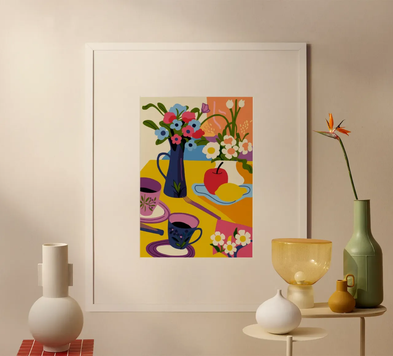 Tè pomeridiano in fiore poster con telaio in plastica da Kamera Obskura