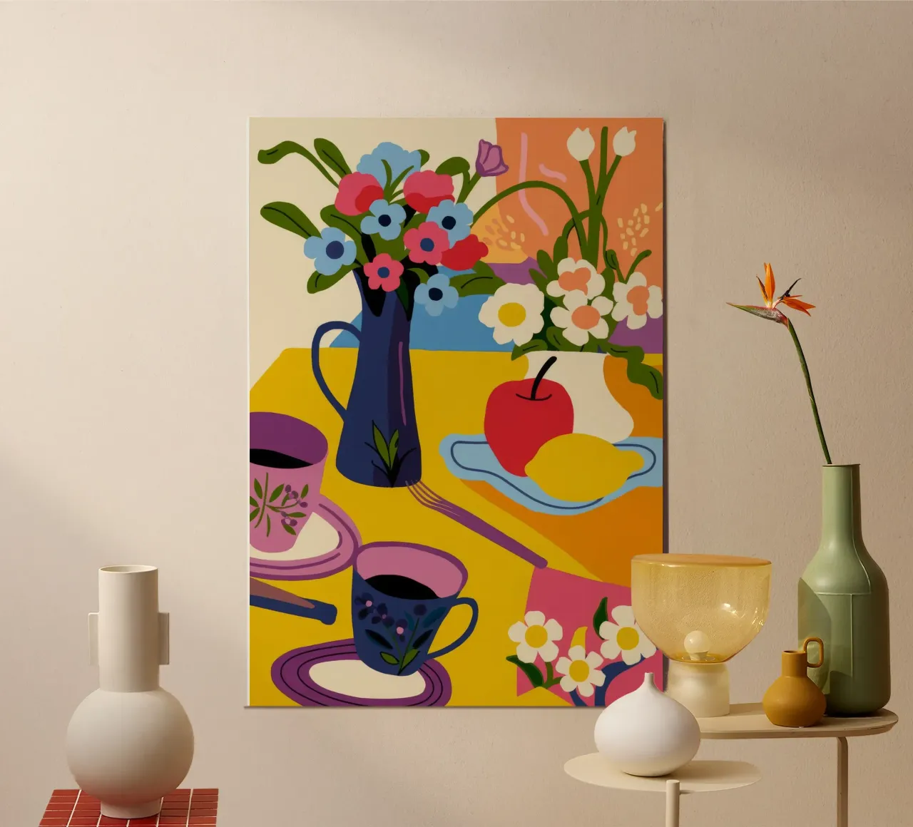 Tè pomeridiano in fiore poster con telaio in plastica da Kamera Obskura