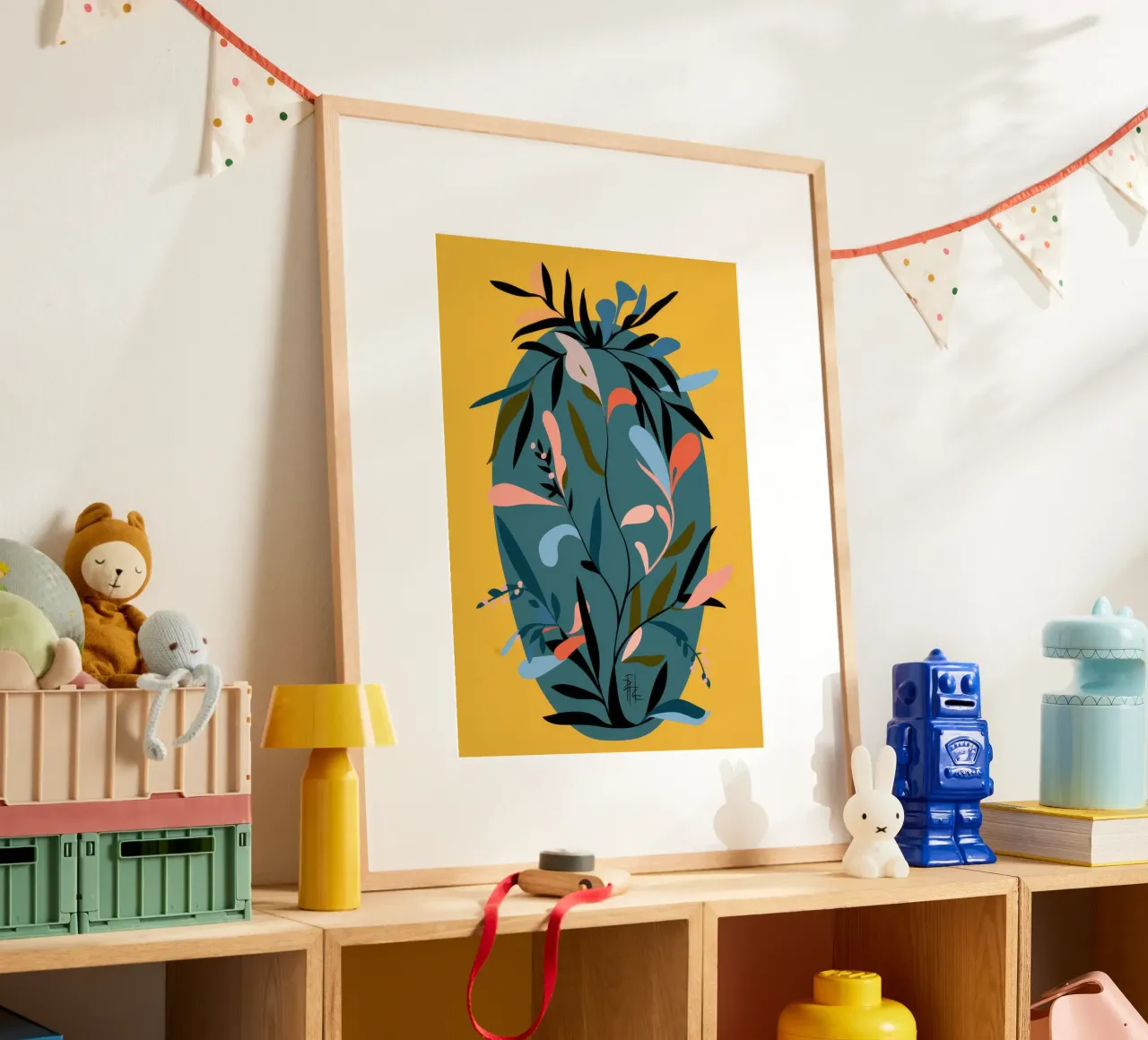 Silhouette botanica scura poster con telaio in alluminio da Kamera Obskura