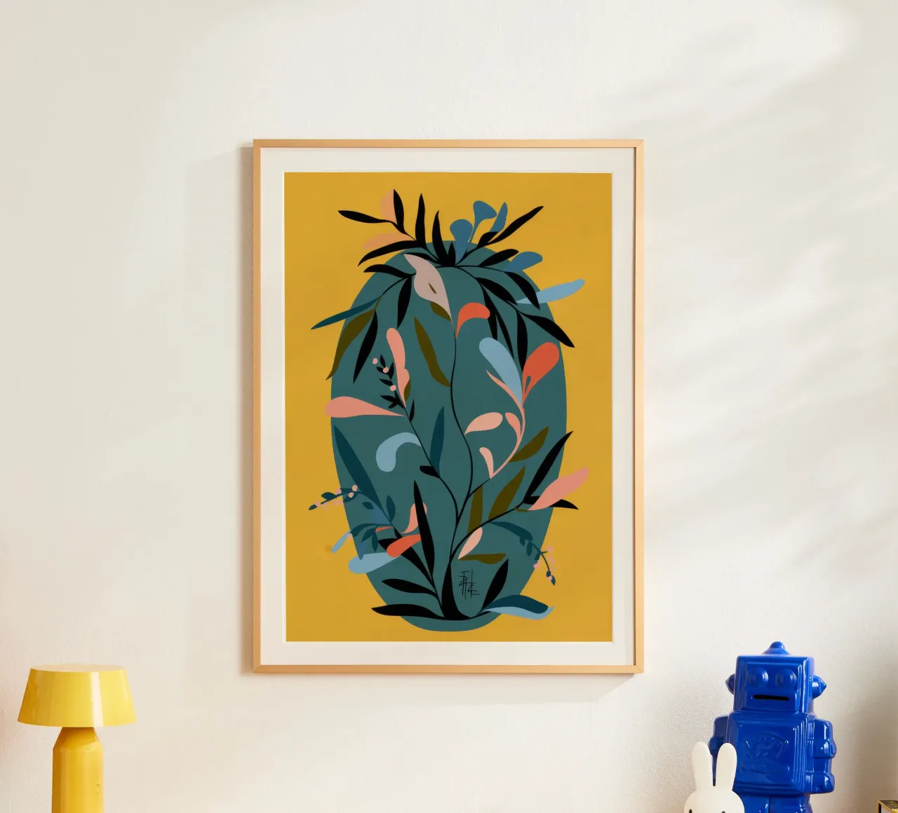 Silhouette botanica scura poster con telaio in alluminio da Kamera Obskura