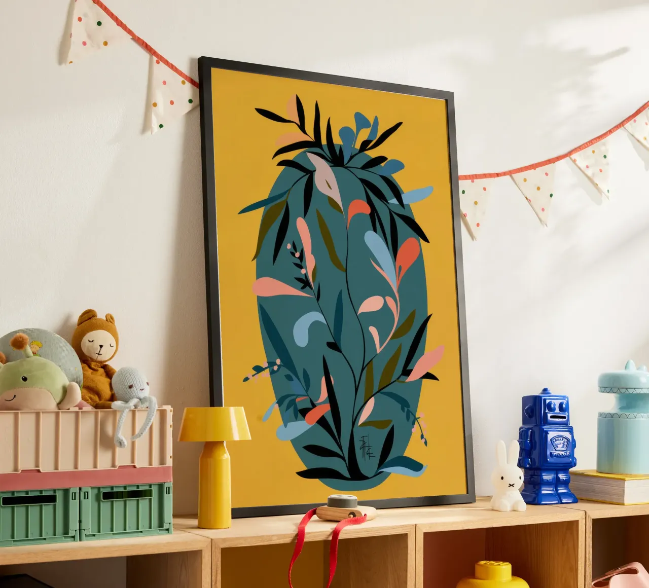 Silhouette botanica scura poster con telaio in alluminio da Kamera Obskura
