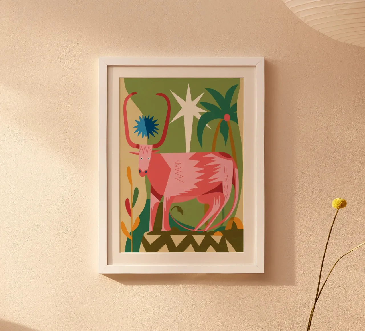 Antilope rosa maestosa poster con telaio in plastica da Kamera Obskura