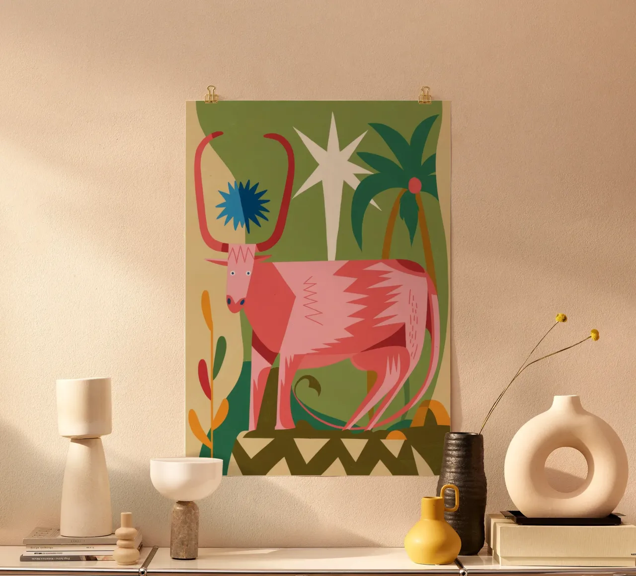 Antilope rosa maestosa poster con telaio in plastica da Kamera Obskura